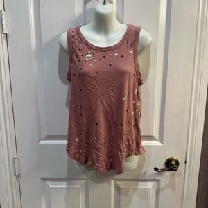 Chaser Dusty Pink Distressed Tank Top